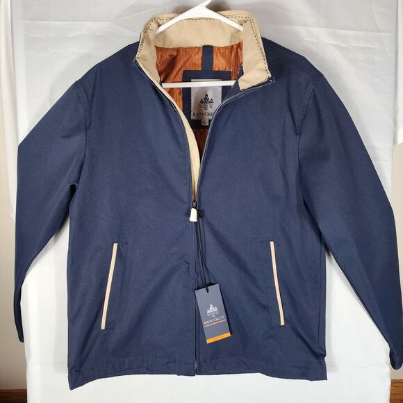 Rainforest Mens Navy Blue Bomber Jacket - Size Small Lightweight Stylish - Picture 1 of 11